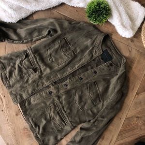 Sanctuary Olive Button Up Utility Shirt Jacket